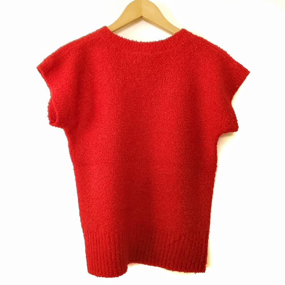 Vintage 80's Beldoch Popper Red Short Sleeve Sweater - Picture 5 of 10